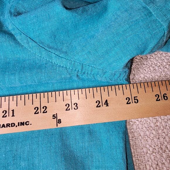Marc Anthony Luxury Slim Fit Short Sleeve Linen Turquoise Button Up XL - Picture 4 of 8